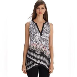 5 for $25| White House Black Market Sleeveless French Romance Printed Tunic